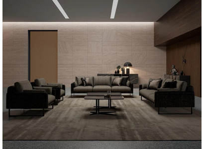 Luxury living room sofa set with 2 three-seater couches, sofa with coffee table set, 6 pieces.