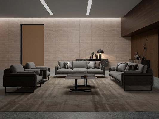Luxury Sofa Set 2x Three-Seater Sofa Living Room 2x Armchair Wood 2x Coffee Table