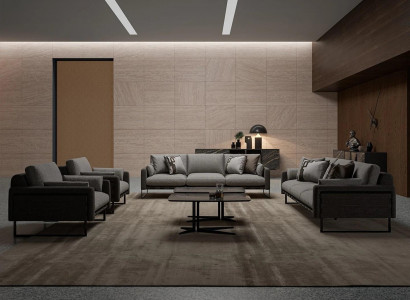Luxury Sofa Set 2x Three-Seater Sofa Living Room 2x Armchair Wood 2x Coffee Table