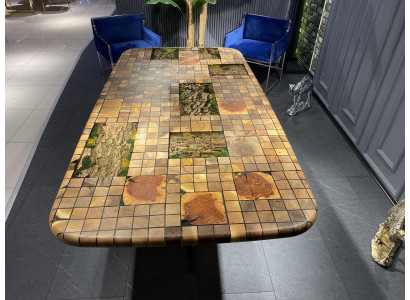 Dining Table Epoxy Resin Dining Room Table Mosaic Table 90 cm Wood Brown New