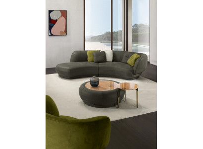 Textile Sofa 3-Seater Upholstered Leather Modern Relax Seat Luxury Furniture Corner Sofa Round