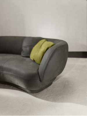 Textile Sofa 3-Seater Upholstered Leather Modern Relax Seat Luxury Furniture Corner Sofa Round