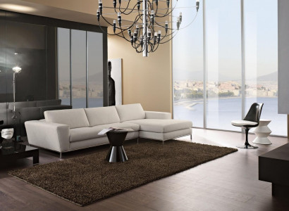 Textile luxury corner sofa L-shape upholstery modern white seating furniture living room corner new