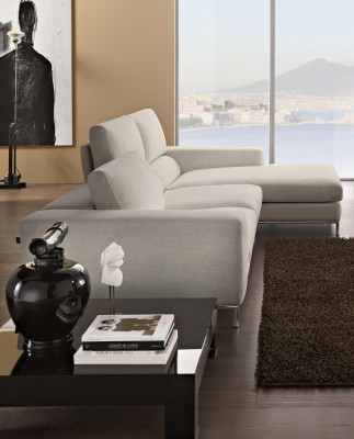 Textile luxury corner sofa L-shape upholstery modern white seating furniture living room corner new