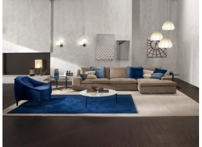 Sectional L-shaped sofa luxury Italian furniture sofa gray PRIANERA living room.