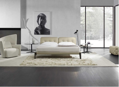 Modern double bed bedroom beige bed furniture wood design beds Prianera