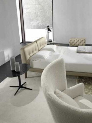 Modern double bed bedroom beige bed furniture wood design beds Prianera