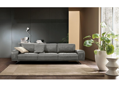 Sofa 3 Seat Luxury Furniture Living Room Leather Couch Three-seater Gray Design Prianera