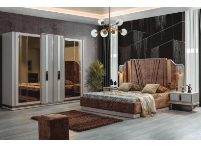 Exclusive bedroom set double bed 2x nightstands wardrobe