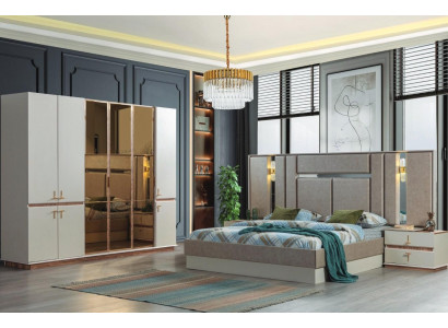 Designer wood bed wardrobe luxury nightstands bedroom set