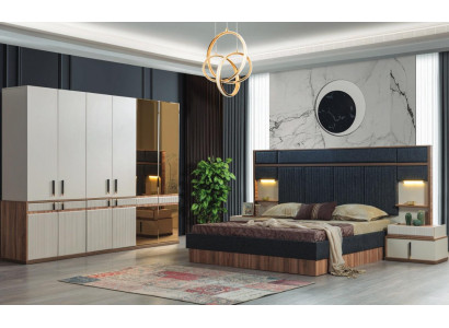 Furniture Luxury Bed 2x Nightstands Wardrobe Bedroom Set