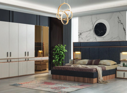 Furniture Luxury Bed 2x Nightstands Wardrobe Bedroom Set
