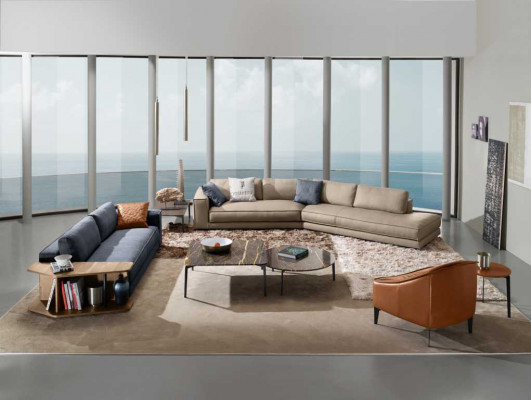 Sofas Room Furniture Three-Seater Design Three-Seater Couch Upholstered Sofa Blue Prianera