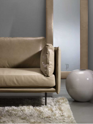 Luxury three-seater Prianera couch relax upholstered furniture beige couches sofas leather