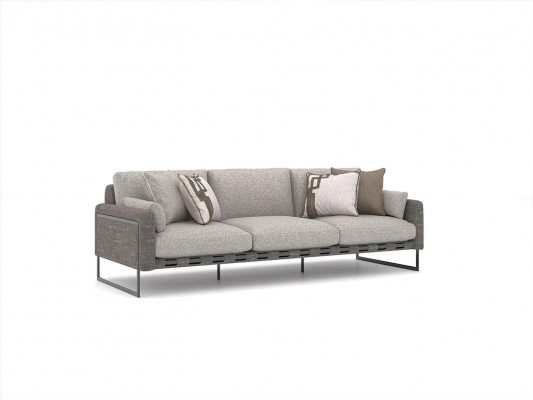 Living room luxury gray three-seater sofa furnishing modern textile design
