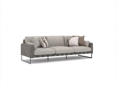 Living room luxury gray three-seater sofa furnishing modern textile design