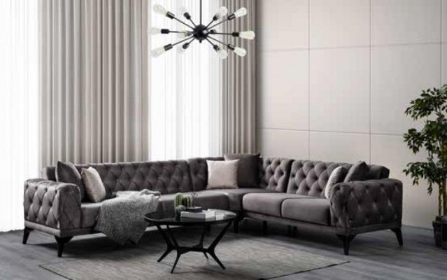 Modern sofa corner sofa textile living room furniture sofa L shape gray luxury new