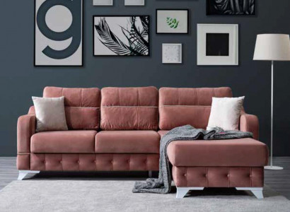 Luxurious living room sofa L-shape modern comfortable in pink color new