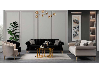 Padded luxurious sofa 3-seater comfortable modern style in black new