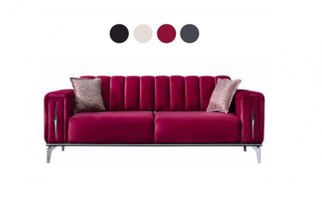 Padded luxurious 3-seater sofa in modern style for living room in pink