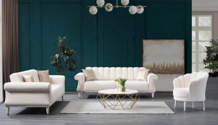 White living room two-seater luxury sofas modern style couches furniture