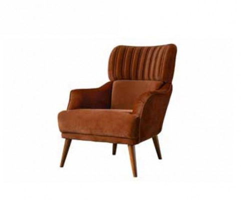 Armchair Single Armchair 1-Seater Designer Armchair Upholstery Fabric in Brown Color New