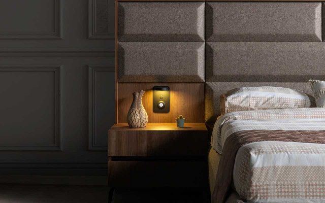 Gray-Brown Double Bed Exclusive Bedroom Dresser Mirror 5-Piece Set
