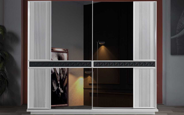 White-Brown Wardrobe Exclusive Wooden Wardrobe Bedroom Furniture