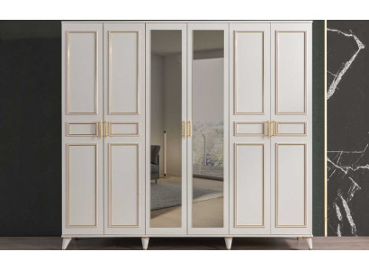 White wardrobe glass cabinet bedroom designer wood furniture new