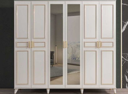 White wardrobe glass cabinet bedroom designer wood furniture new