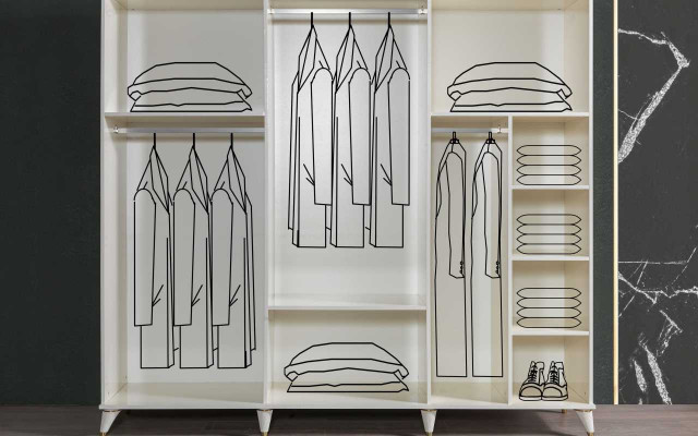 White wardrobe glass cabinet bedroom designer wood furniture new