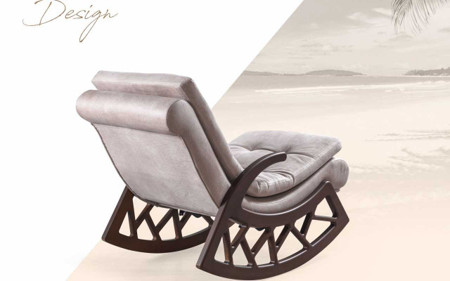 Modern wooden rocking chair, elegant living room relaxation furniture, wooden frame, new.