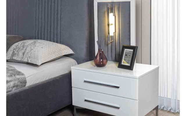 White wooden nightstands designer exclusive bedside table bedroom furniture
