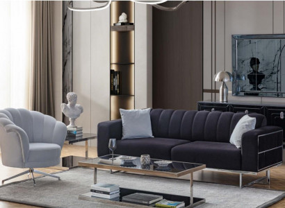 Seating Set Modern Textile Couches Designer Three-Seater Upholstered Armchair