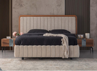Stylish bedroom furniture luxurious upholstered bed wood nightstands
