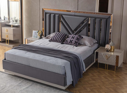 Black stainless steel double bed exclusive bedroom furniture nightstands