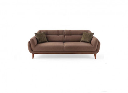 Brown Upholstered Three-Seater Living Room Sofas Exclusive Couch