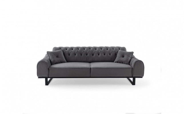 Gray Chesterfield 3-Seater Elegant Three-Seater Designer Living Room Couch