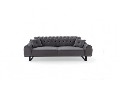 Gray Chesterfield 3-Seater Elegant Three-Seater Designer Living Room Couch