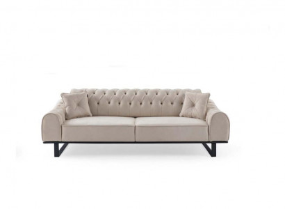 Exclusive beige 3-seater living room sofas designer luxury couches new