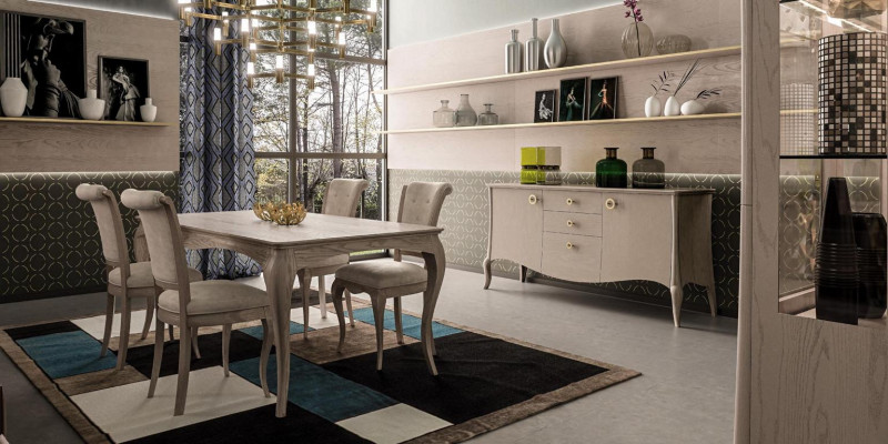 Classic dining room set table chair set sideboard dining suite chairs 6-piece set