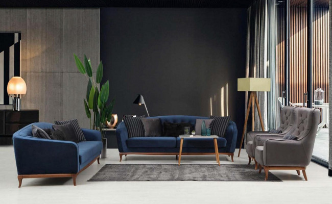Chesterfield Suite Sofa Suite Luxury Sofa 4+3+1 Seater Group Fabric