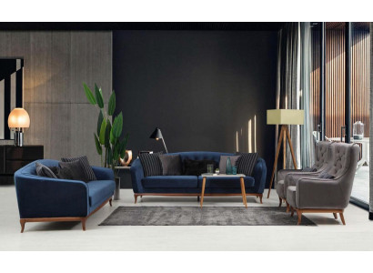Chesterfield Suite Sofa Suite Luxury Sofa 4+3+1 Seater Group Fabric