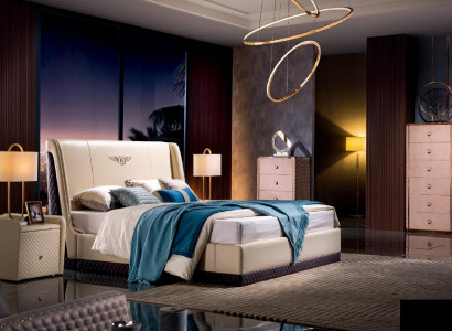 Leather bed beds double marriage modern frame luxury sleep room hotel