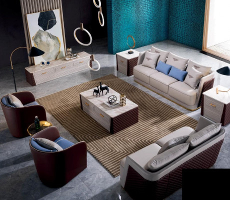 Sofa three-seater couch style modern upholstery seating set leather couches 3-seater