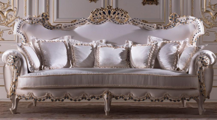 Classic three-seater sofa living landscape fabric sofa 3-seat Baroque