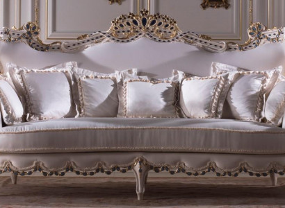 Classic three-seater sofa living landscape fabric sofa 3-seat Baroque