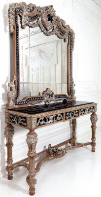 Classic Mirror Vanity Console Table Brown Wood Bedroom Furniture New