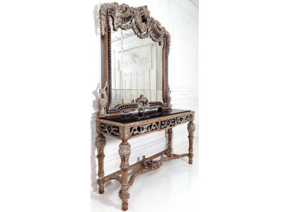 Classic Mirror Vanity Console Table Brown Wood Bedroom Furniture New