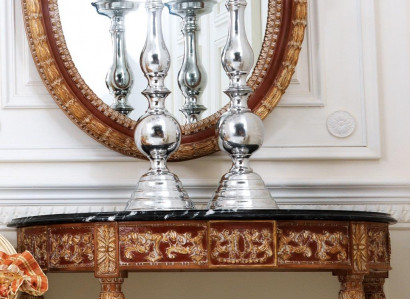 Italian Wooden Furniture 2-piece Set Baroque Style Console Table with New Mirror